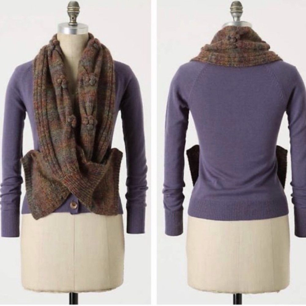 Charlie & Robin size large wool scarf wrapped cardigan